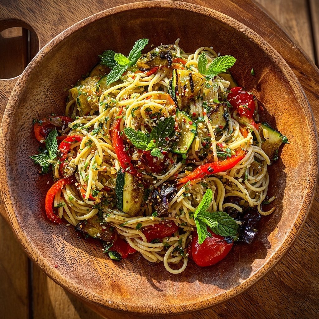 Mediterraner Nudelsalat Mit Gegrilltem Gemüse