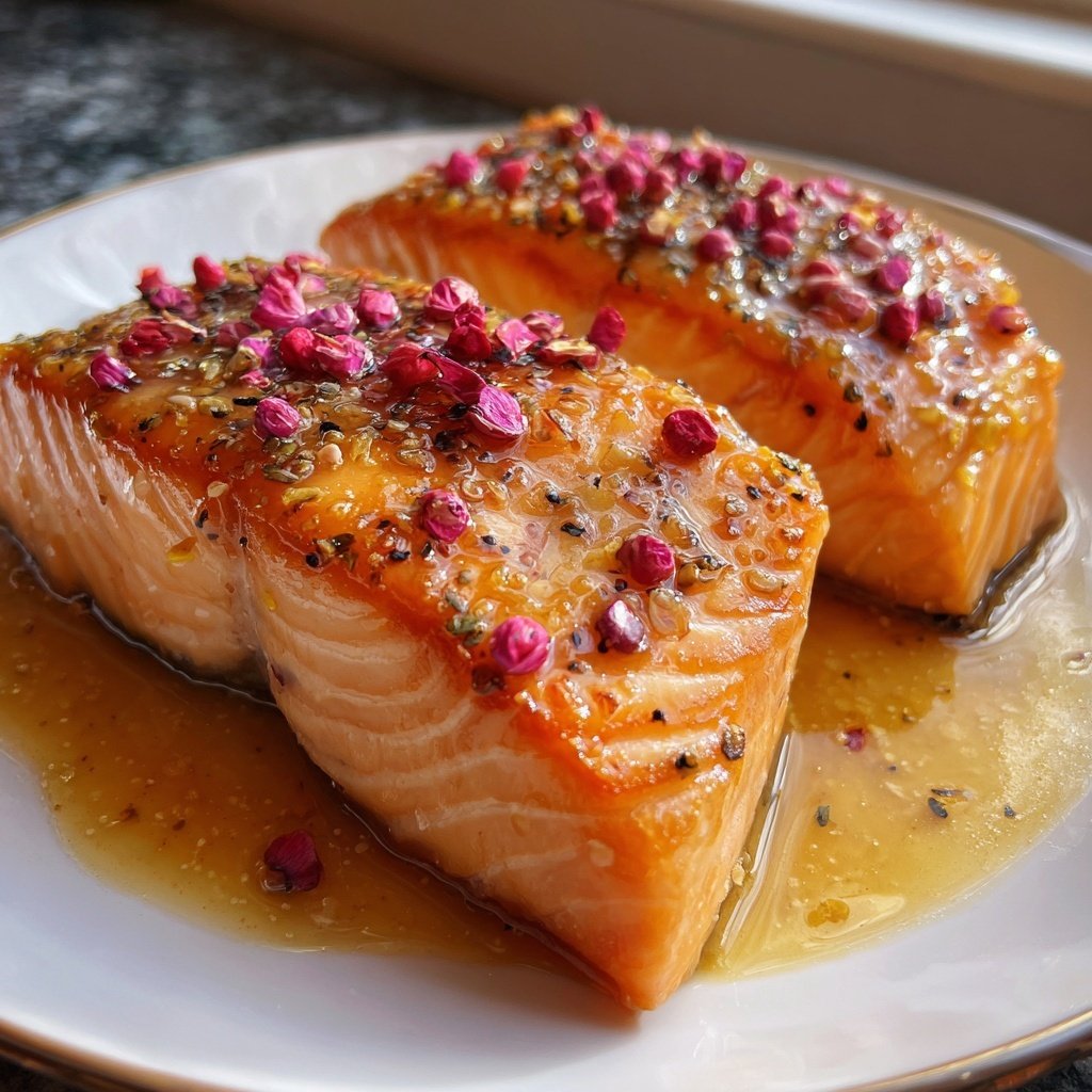Lachs mit Rosenpfeffer und Butter