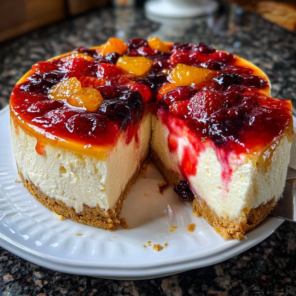Käsekuchen mit Fruchtspiegel