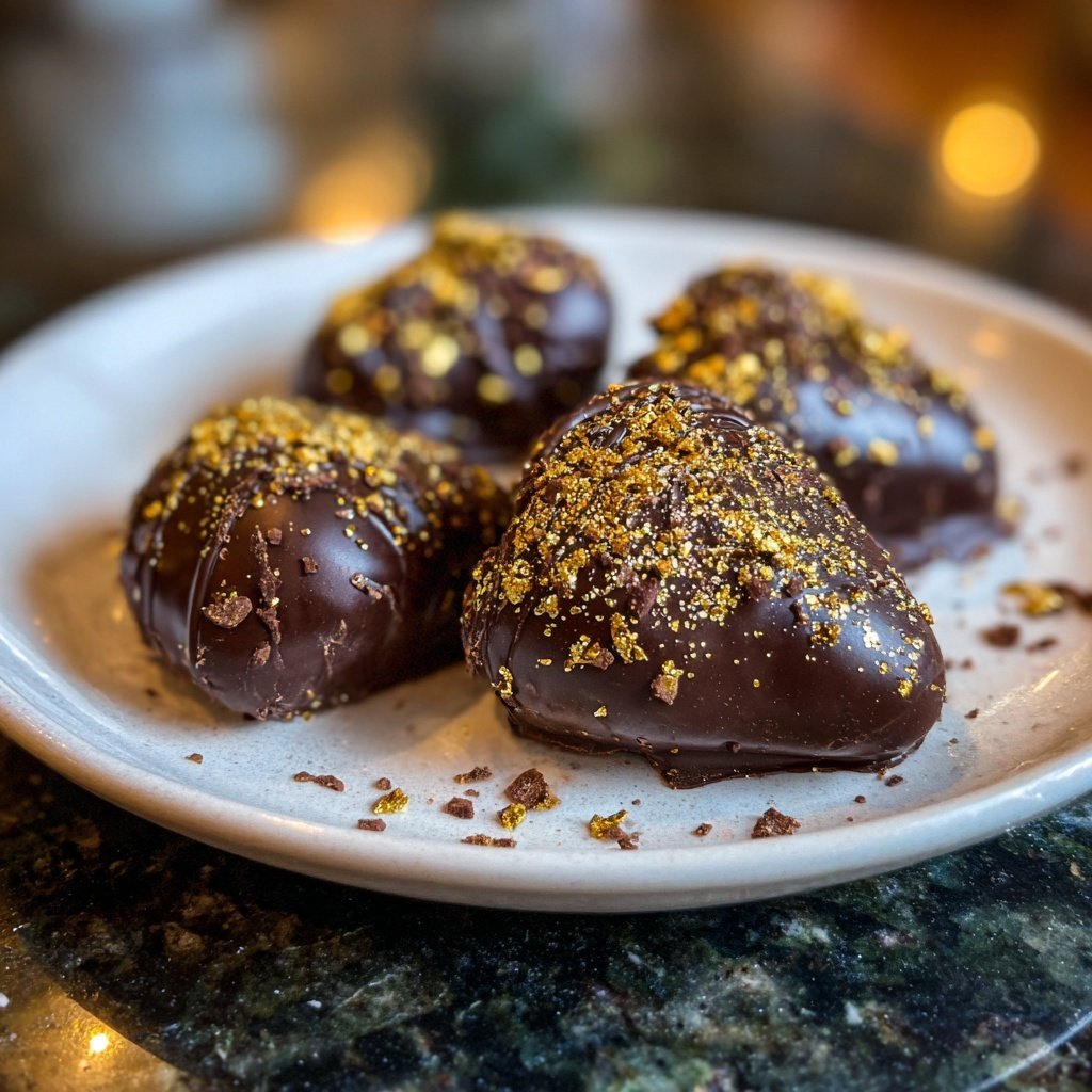 Schokoladenerdbeeren mit Goldstaub