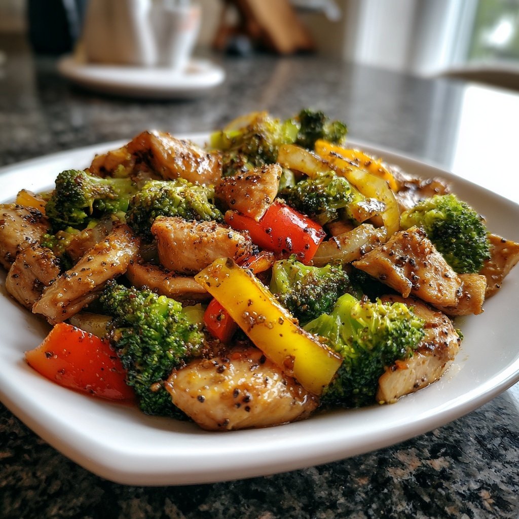 Kalorienarme Hähnchenpfanne Mit Brokkoli Und Paprika