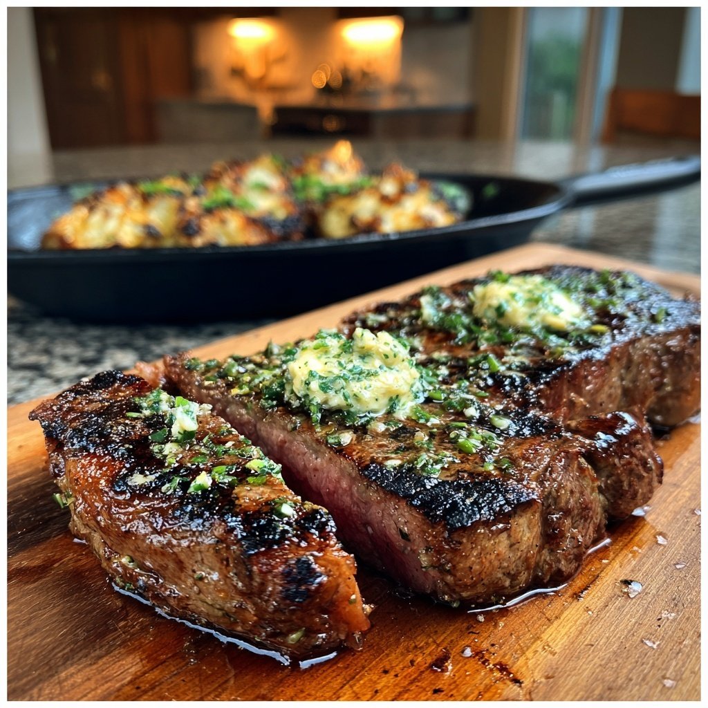 Gegrilltes Steak Mit Kräuterbutter